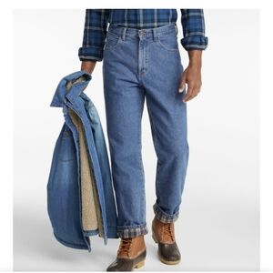 L.L. Bean Natural Fit Flannel Lined Blue Jeans  Sz.33